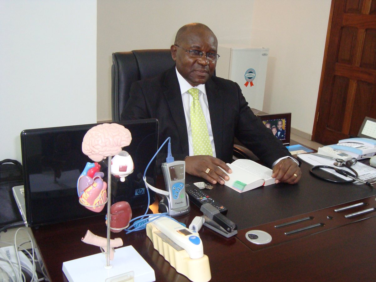 Dr. Pius Obi Umeh, Managing Director of Ponyx Hospitals Ltd., at his desk