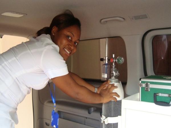 Inside the fully kitted ambulance