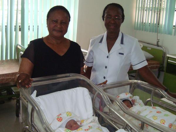 Newborn babies in the nursery